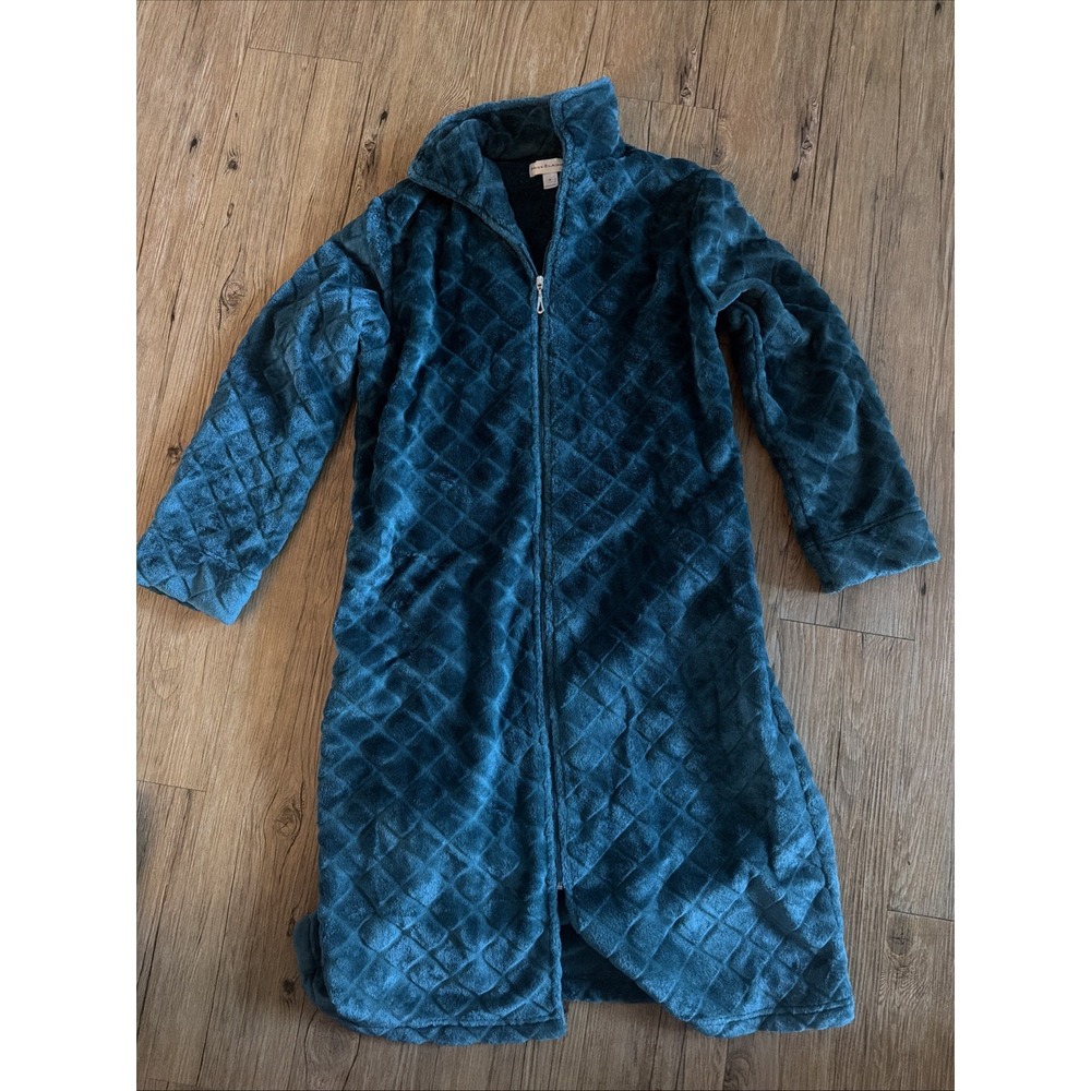 Miss Elaine Women's Fleece Super Comfy Long Robe Size Small Emerald Green